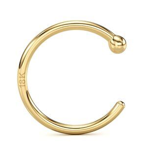 18k Gold Nose Hoop Ring - Handmade in USA by Master Jeweler